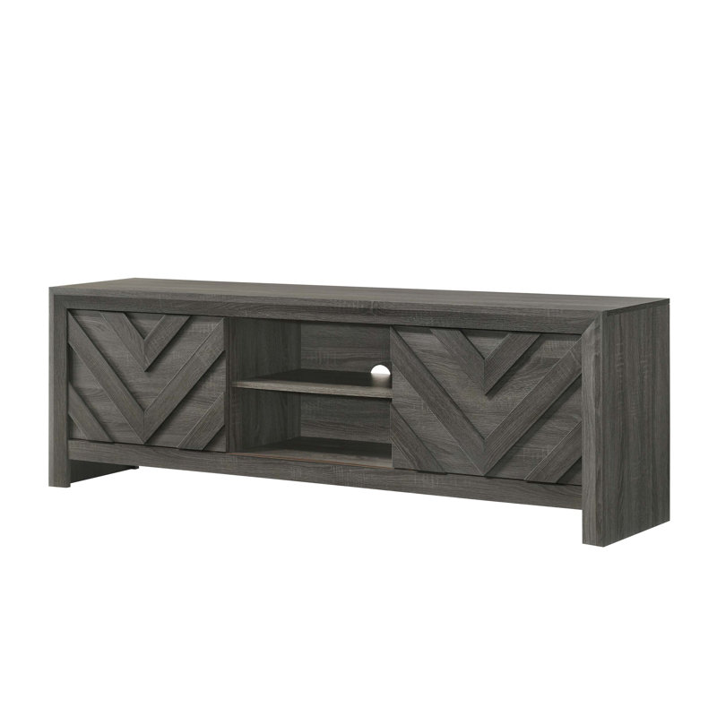 1pc Rustic Geometric Design Contemporary Traditional Entertainment Console TV Stand for Living Room with Ample Storage and Sturdy Support