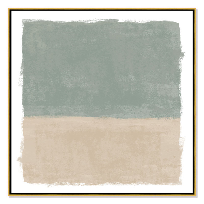 «Sage and Sand I» - Reproduction carrée de Vesrion par Natalie Carpentieri, H 37,5 po x l 37,5 po, Doré