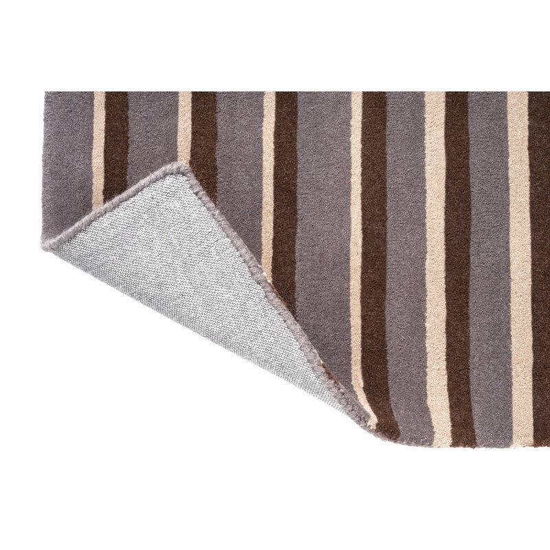 Decor Pilar Handmade Wool Striped Area Rug, Taupe, Rectangle 6'7 x 9'2