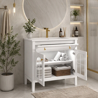 Meuble-lavabo de salle de bain 35,6 po Mid-Century