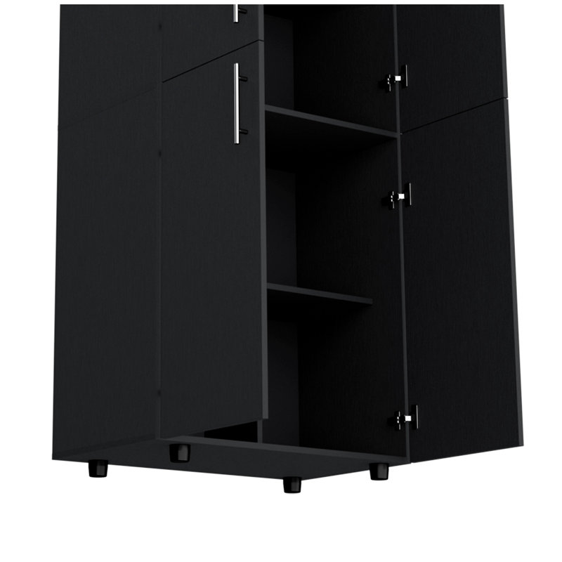 Armoire 4 portes, H 70,9 po x l 31,6 po x P 18,1 po, Noir