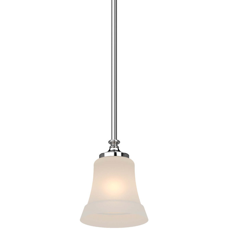 Mini-luminaire suspendu d'intérieur chromé 1 lumière Tes avec abat-jour en verre givré