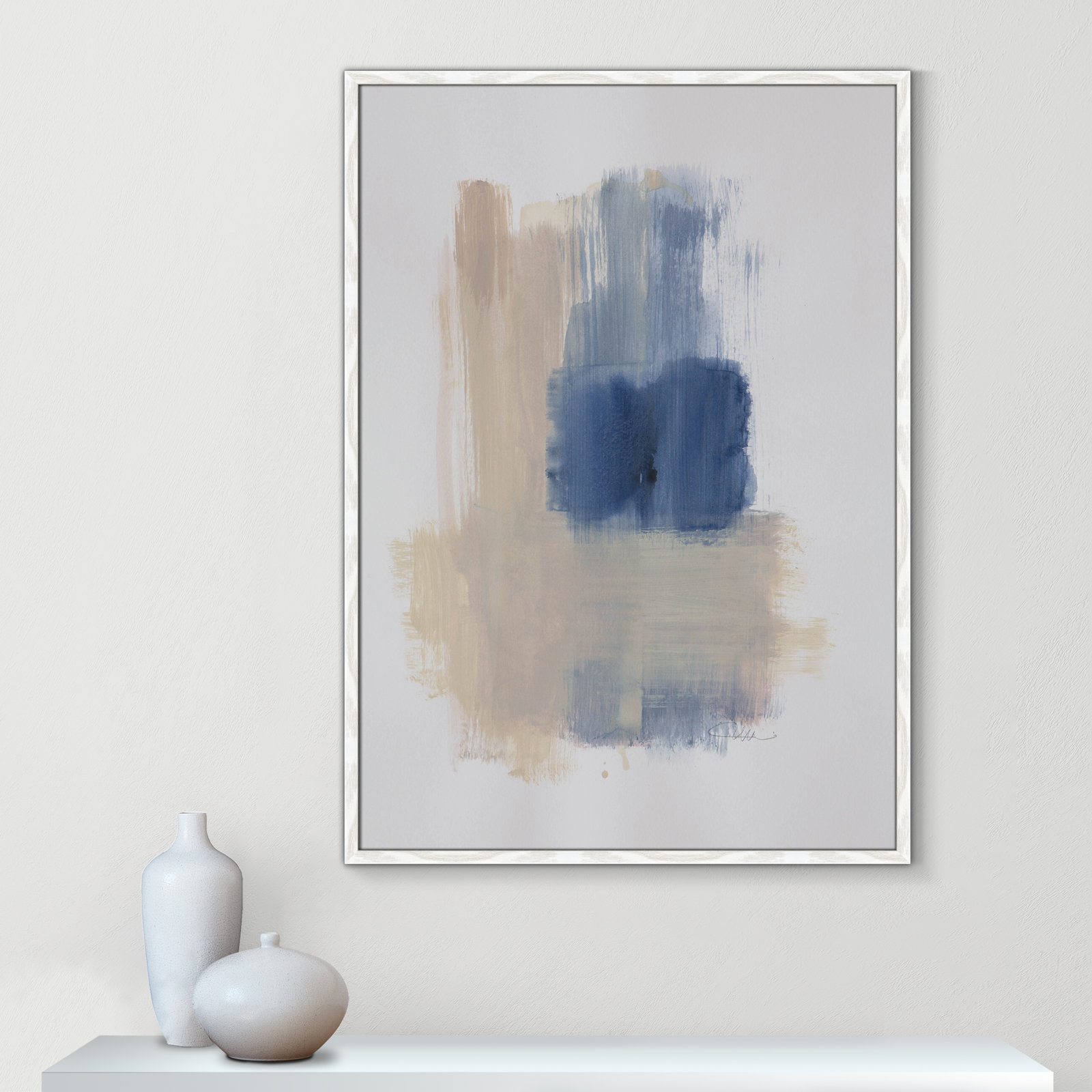 Esmeray "Powder Room Wash III" Print, White Slim Frame Unmatted, 41.5" H x 29.5" W x 1.25" D  