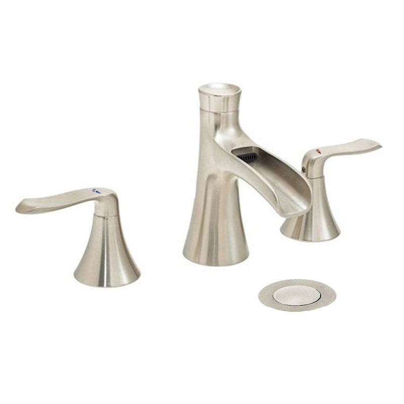 2-handle Bathroom Faucet with Drain Assembly, Brushed Nickel