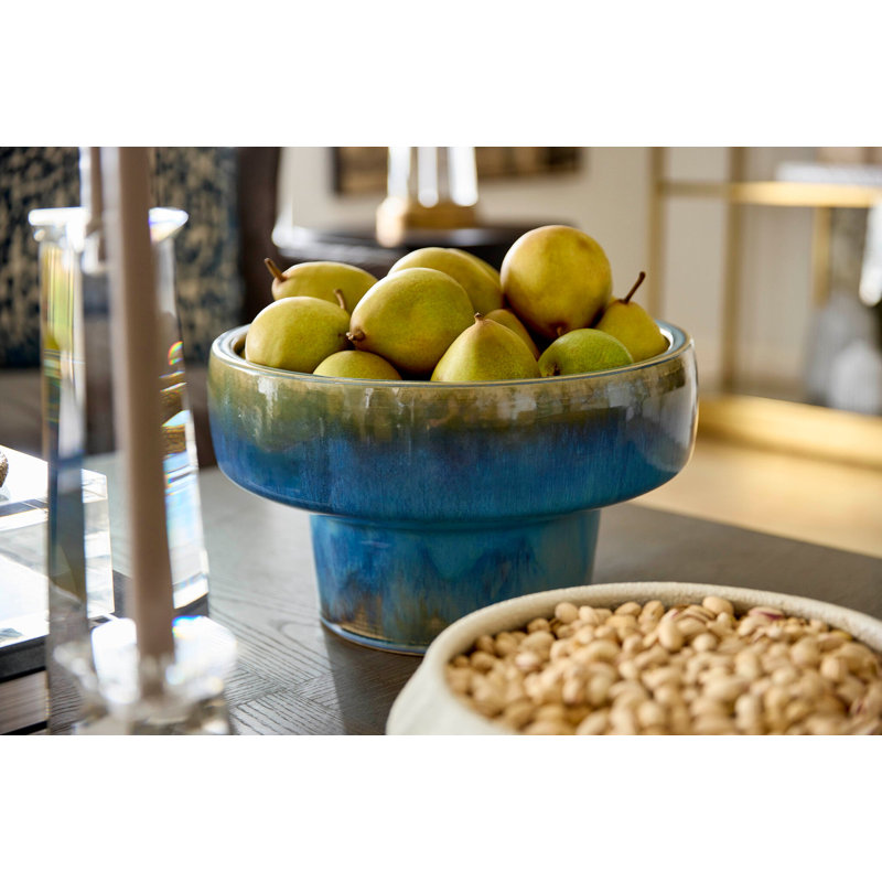 Elevated Earthenware Decorative Bowl