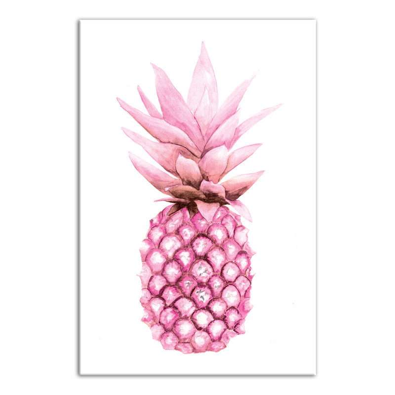 Aquarelle rose ananas - reproduction sur toile, H 18 po x l 12 po, Toile tendue