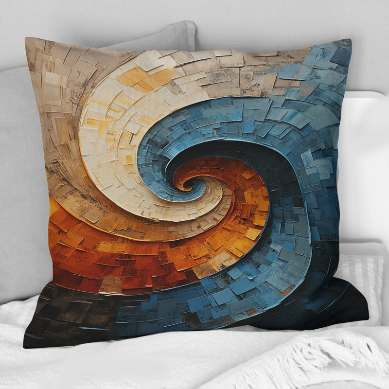 Collaged Spiral - Abstract Spirals Printed Throw Pillow, 16" x 16"