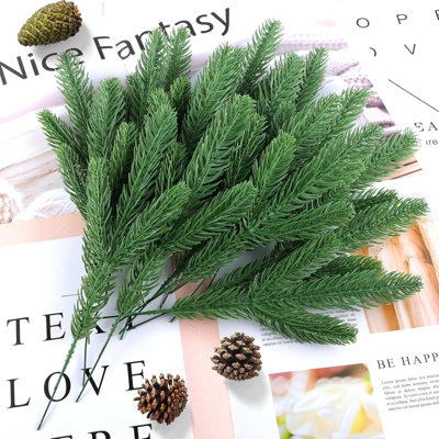 Choix de verdure artificielle avec des aiguilles de pin, 480PCS 9,8 "branches de pin artificielles, idéal pour la fabrication de couronnes, la décoration de Noël et les ornements de jardin et de maison
