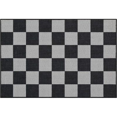 Checkered Black And White 2X3 Washbale Rug Door Mat Geometric Diamond Dot Modern Soft Low-Pile Small Rug For Entryway Bathroom Bedroom Kitchen Non-Slip TPE Backing