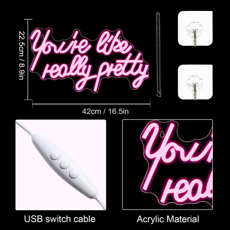 Vous êtes comme une jolie enseigne au néon, enseigne à DEL, néon à DEL rose pour décoration murale, enseignes au néon pour décoration murale, enseigne lumineuse pour mariage, interrupteur à intensité variable USB avec enseigne au néon pour cham