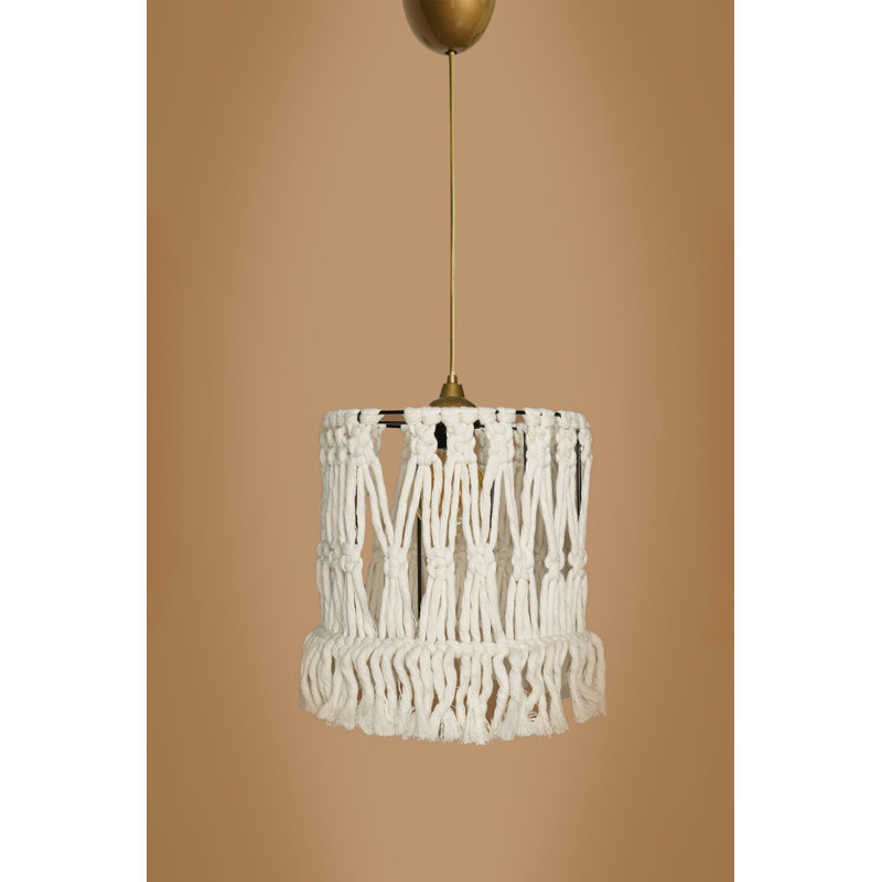 Elegant Cream Macrame Chandelier, 9.8 x 9.8 x 25.6 inches | Durable Plastic Body, E27 Socket (Max 40W) | Adjustable Cable Height (Up to 25.6 inches) | Perfect for Living Room, Dining Area & Home Decor