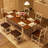 Farmhouse Style 7-Piece Dining Table Set For 4-6 People, 63" Extendable Kitchen Table Set With 4 Dining Chairs And 2 PU Upholstered Stools-2128414451