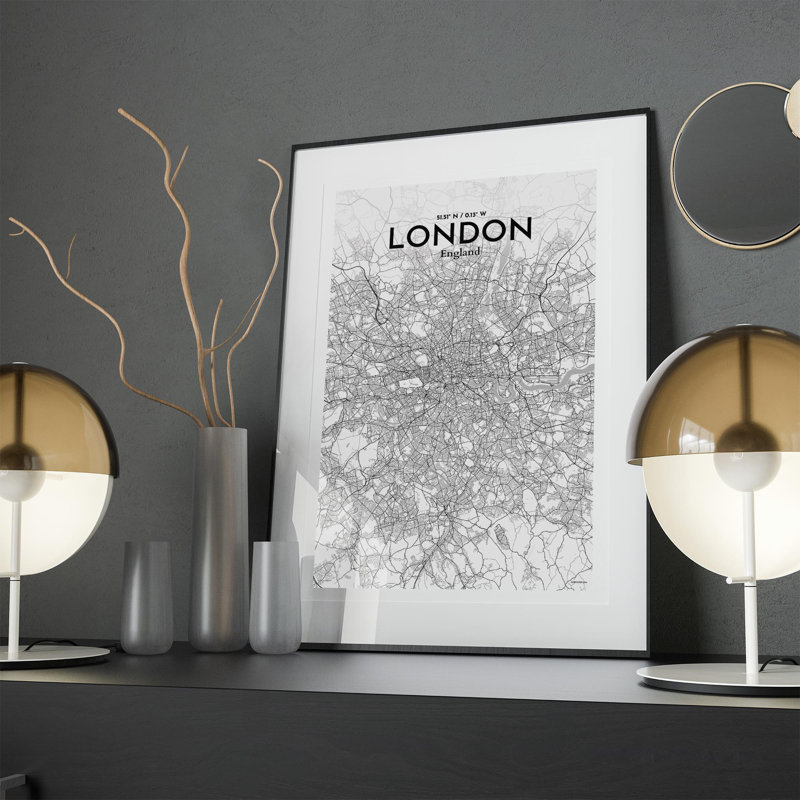 London City Map In Tones - No Frame Print, 17cm H x 11cm W x 0.05cm D