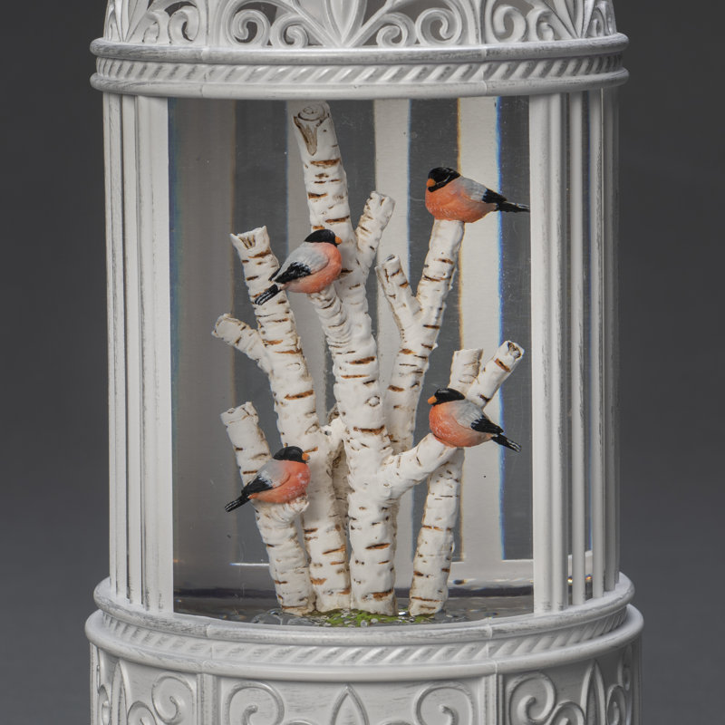 Charming Bullfinches in Tree LED Decoration - Battery Operated, Warm White Light, Timer Included