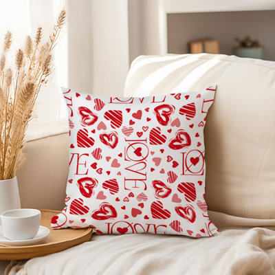 Housses de coussin typographiques et citations «Valentines Love Hearts I Love Quotes»