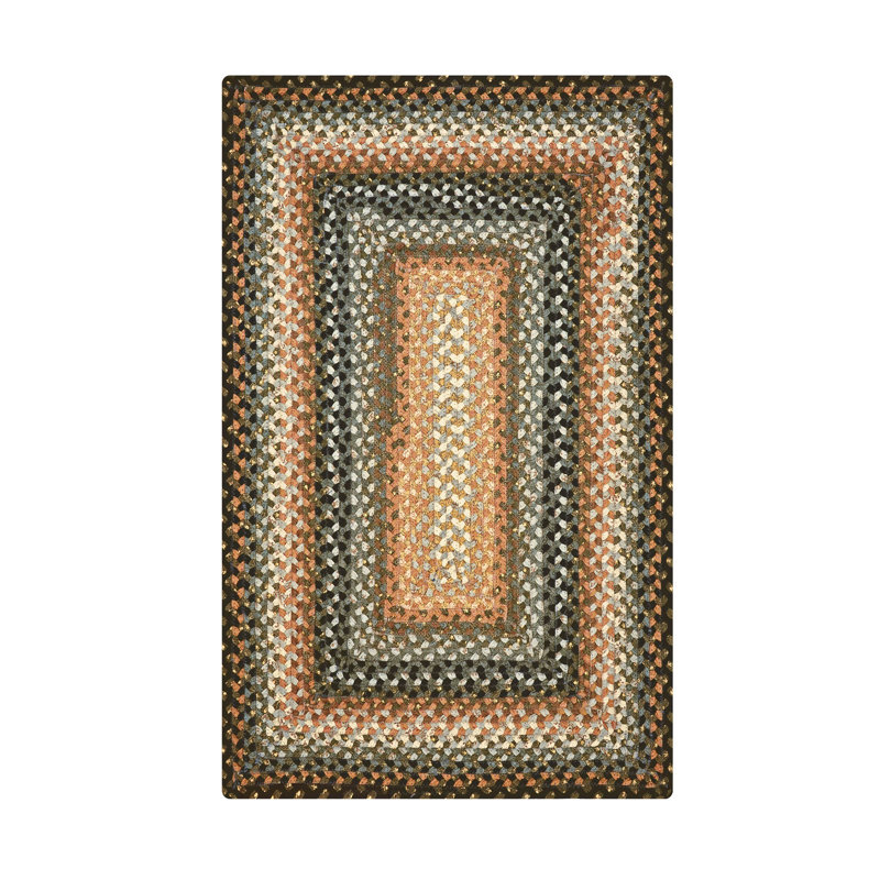 Tapis en coton tressé pour décor côtier Privett, Rectangle 1 pi 8 po x 2 pi 6 po, Noir / brun