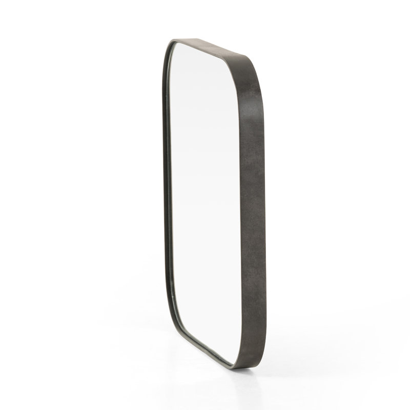 Bellvue Flat Metal Wall Mirror, 47.25" x 47.25", Dark Gray