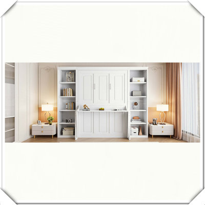 Murphy Bed Desk Bookshelf Space-Saving Practical Functional Design,Full / Double