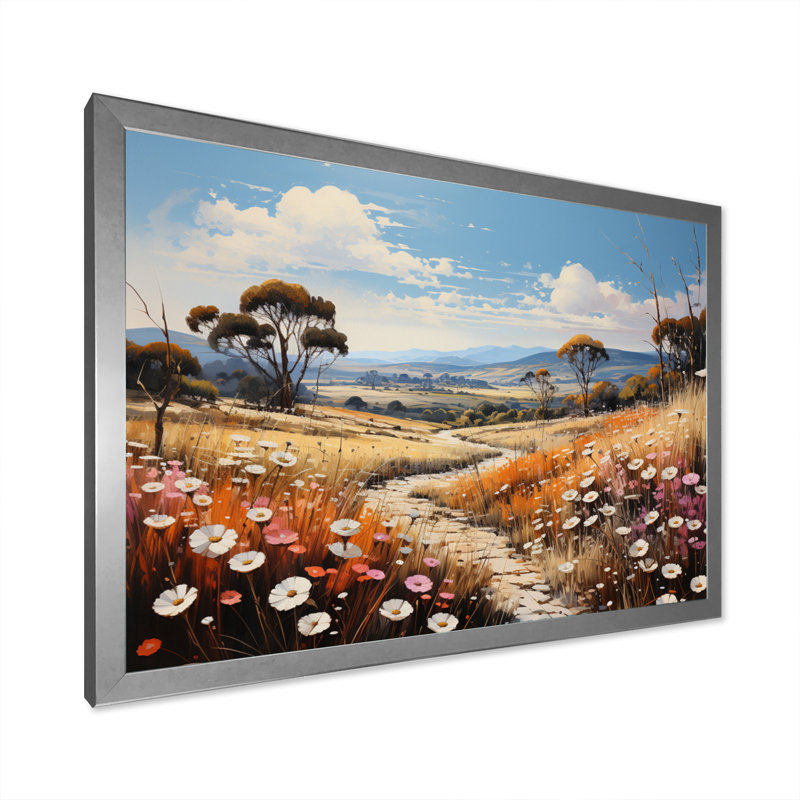 «Countryside Spring Meadow», reproduction sur toile, H 30 po x l 40 po x P 1,5 po, Cadre photo argenté
