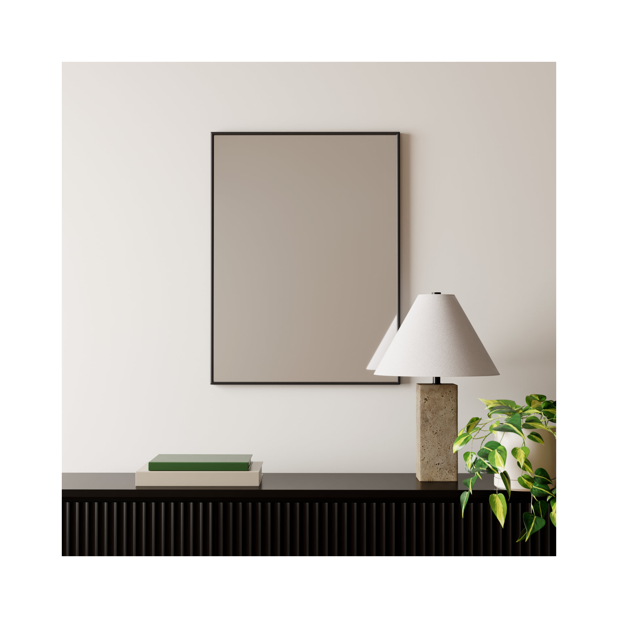 Sabine Metal Rectangle Wall Mirror, 32" x 24", Black