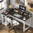 Farmhouse L-Shaped Computer Desk With LED & Power Outlets, Corner Gaming Desk With Built-In Monitor Stand, Adjustable Shelves, Home Office Workstation