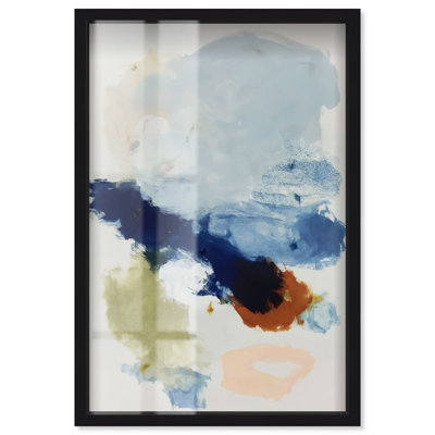 Estampe sous verre « Sable et Mer III », art abstrait côtier par Art Remedy, cadre noir, 36 x 54