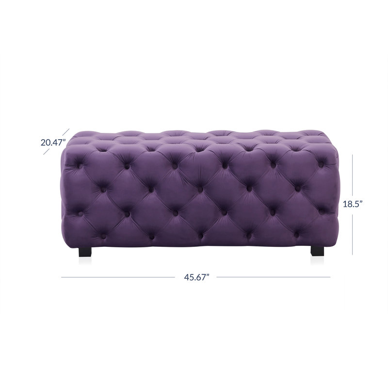 Repose-pieds standard capitonné en velours Elsez, Velours mauve