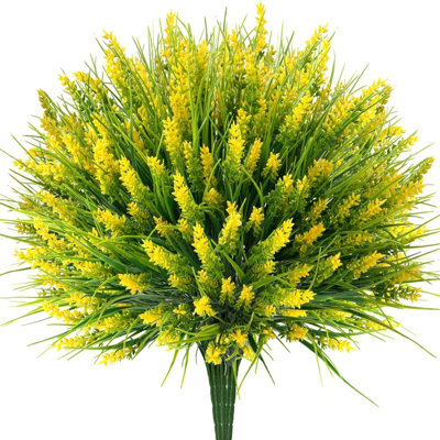 30 paquets de fleurs artificielles pour les plantes d'extérieur - 30 paquets de fausse lavande en plastique résistant aux rayons UV pour les décorations d'intérieur ， Plantes artificielles en plastique pour jardin