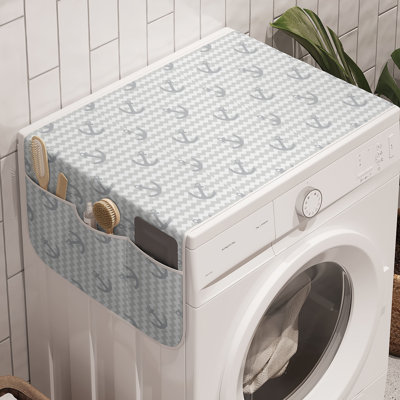 East Urban Home Grey Chevron Washing Machine Organizer Pack of 2 47" x 18.5" Pale Grey and White