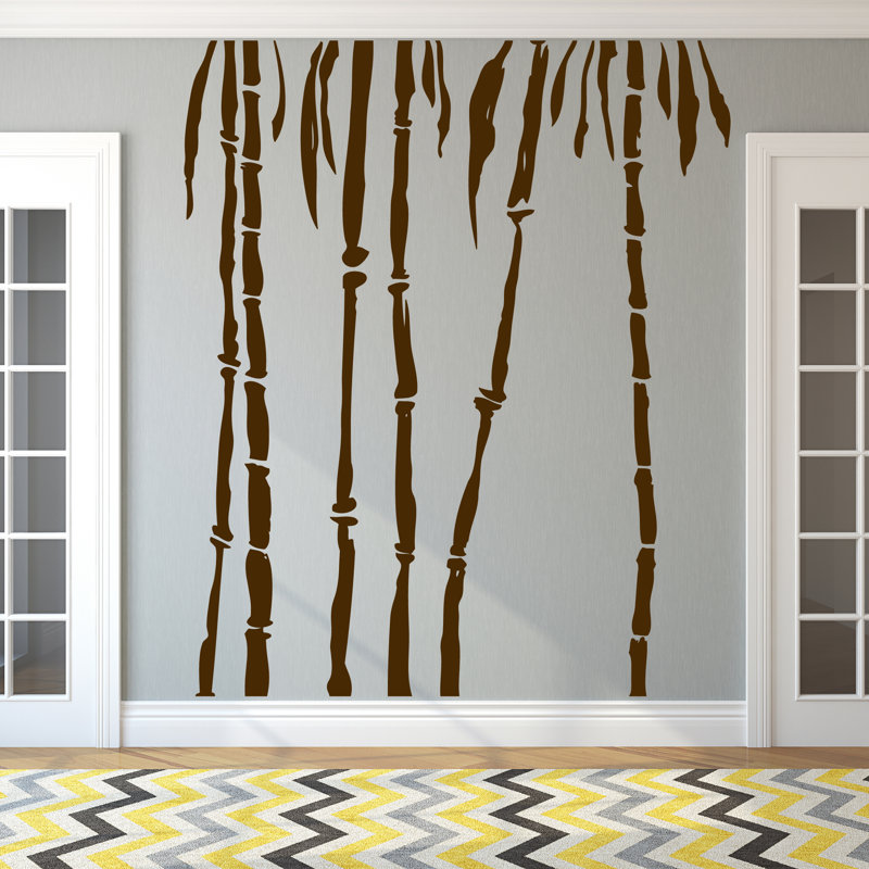 Décalcomanie murale arbres en bambou, Brun chocolat