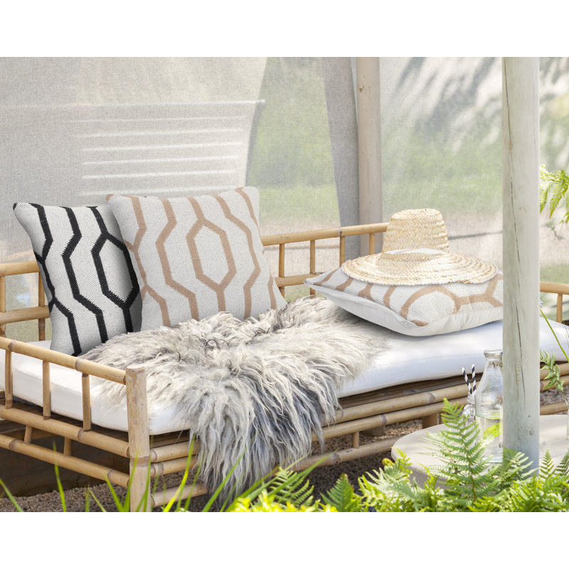 Housse de coussin carré 100% coton Silliman, Noisette, Polyester/ bourre en polyester