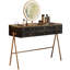 Coiffeuse haut de gamme, revêtement en similicuir grainé, plateau en verre trempé, miroir DEL, prise intégrée, 6 tiroirs, montage très facile-1647431773-1841685899