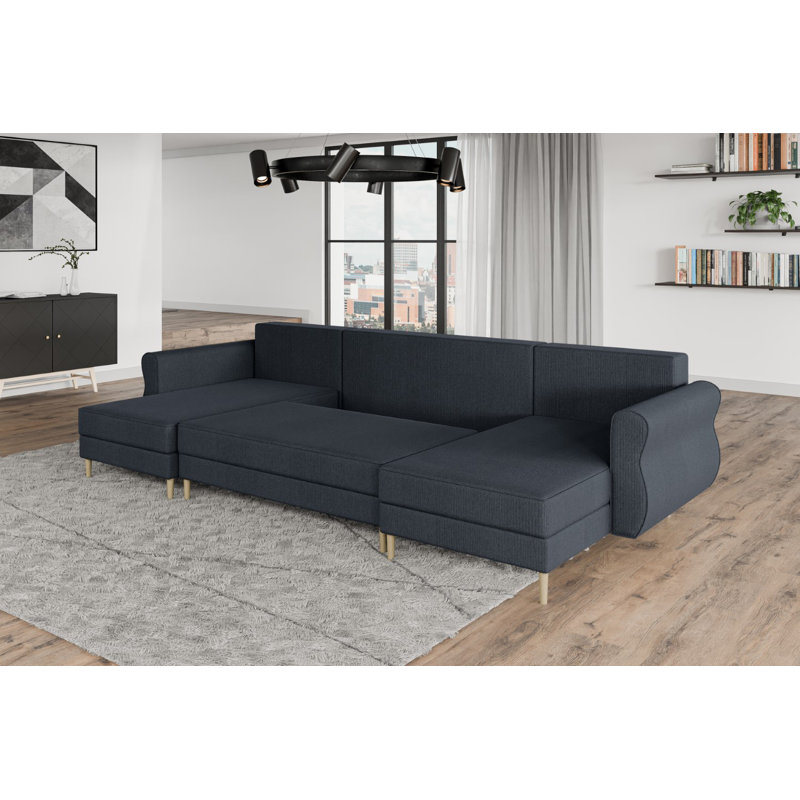Aydrie 5 Seater Corner Sofa , Black - Cord205.05