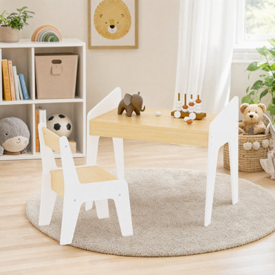 Ensemble de table et de chaises pour enfants, table d'activités pour tout-petits en bois avec chaise assortie, table de jeu pour enfants pour le dessin, la lecture, l'alimentation, l'artisanat, la salle de jeux, la chambre de bébé