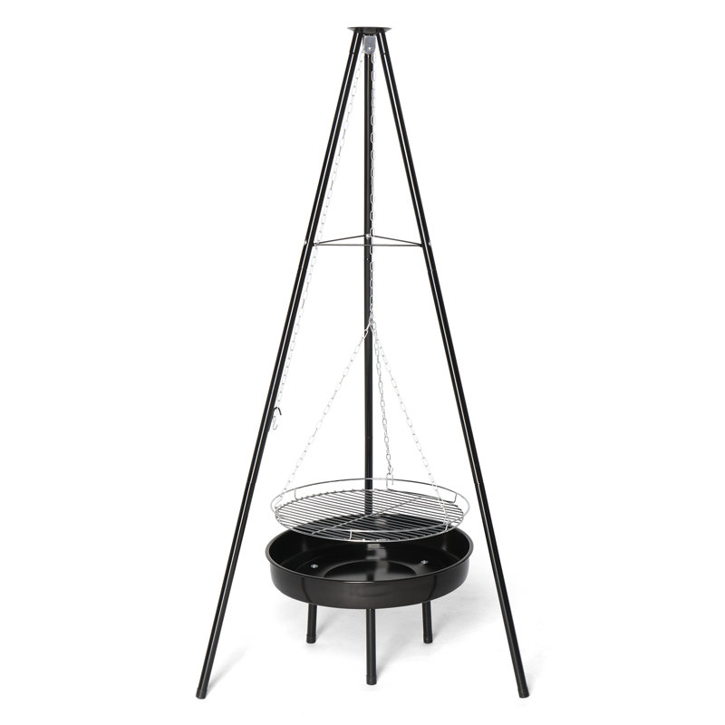 Campfire Tripod Grill Adjustable Height BBQ Grill Grate With Fire Bowl