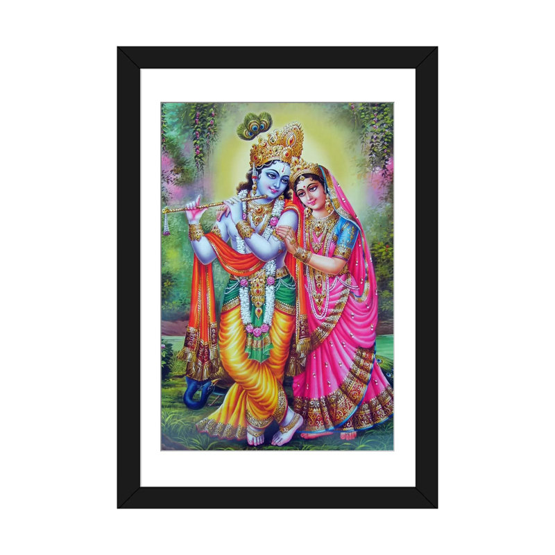 Hindu Canvas Art - Wrapped Canvas Print, 32" H x 24" W x 1" D, Black Framed Fine Art Paper, White