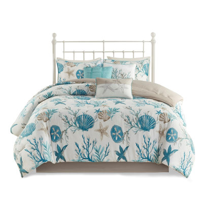 Luxury Cotton Queen Bedding Sets, Coastal Aqua Comfort For Home