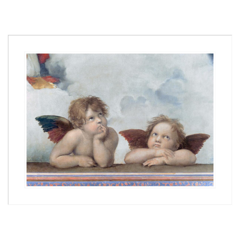 Putti de la Madone Sixtine par Raphael, H 22,82 po x l 29,5 po