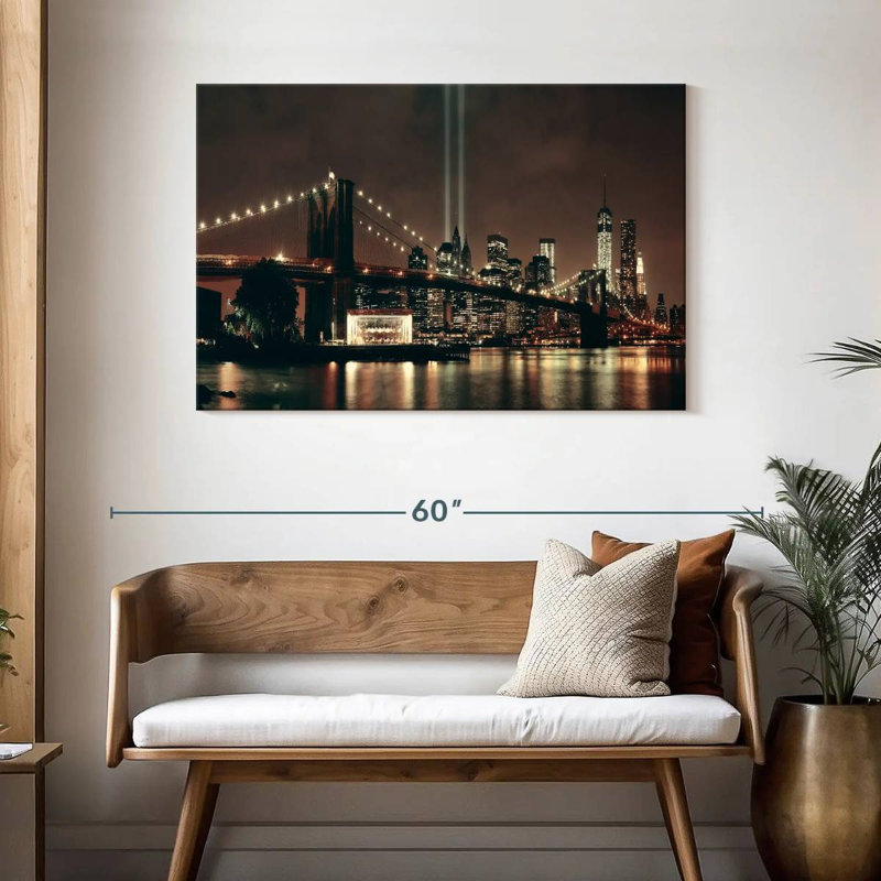 Lueur de nuit du pont Sireci Brooklyn, H 30 po x l 45 po