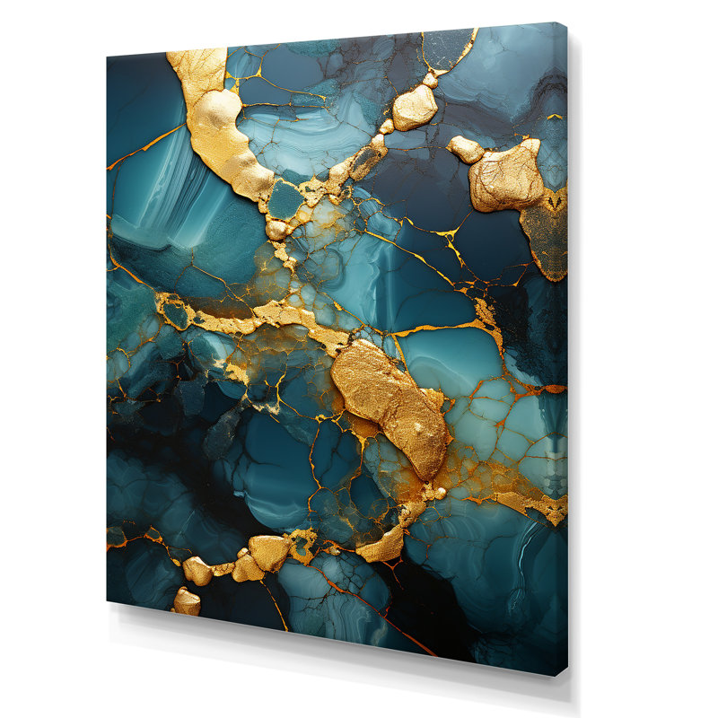 Agate topaze dorée et verte granite IV, Toile tendue, H 20 po x l 12 po x P 1 po