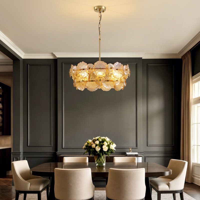Lustre en verre ambré à 6 lumières 24,8 po Modern Glam