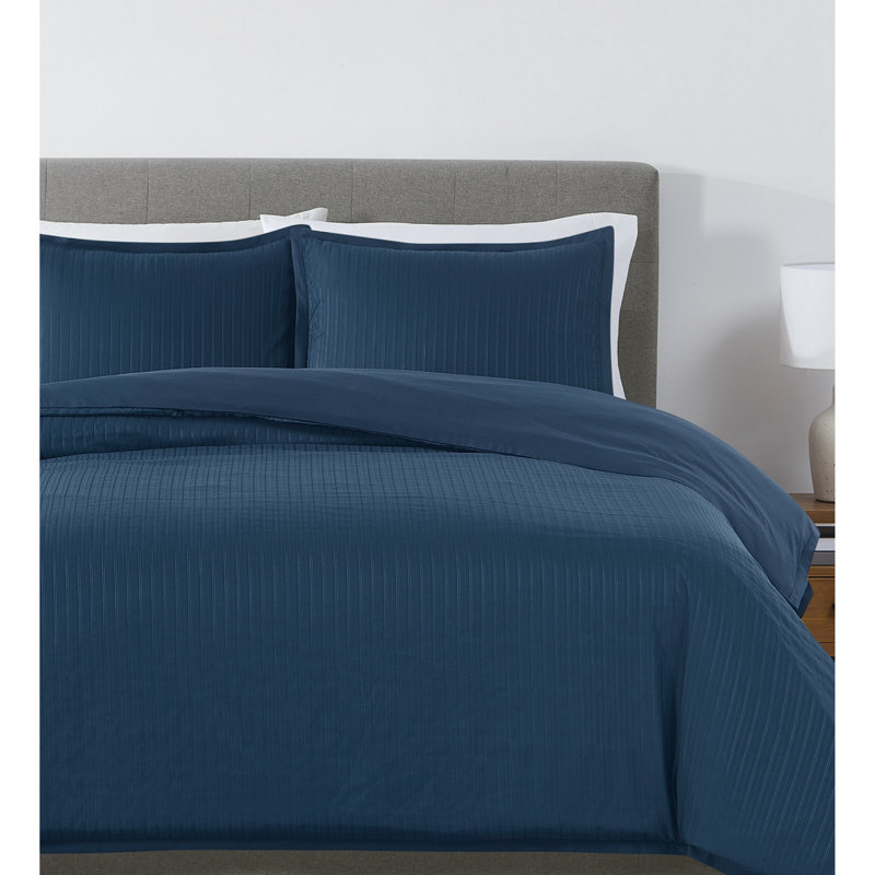 Ensemble de housse de couette Royal Velvet Olivia, Housse de couette pour grand lit et 2 taies décor, Marine