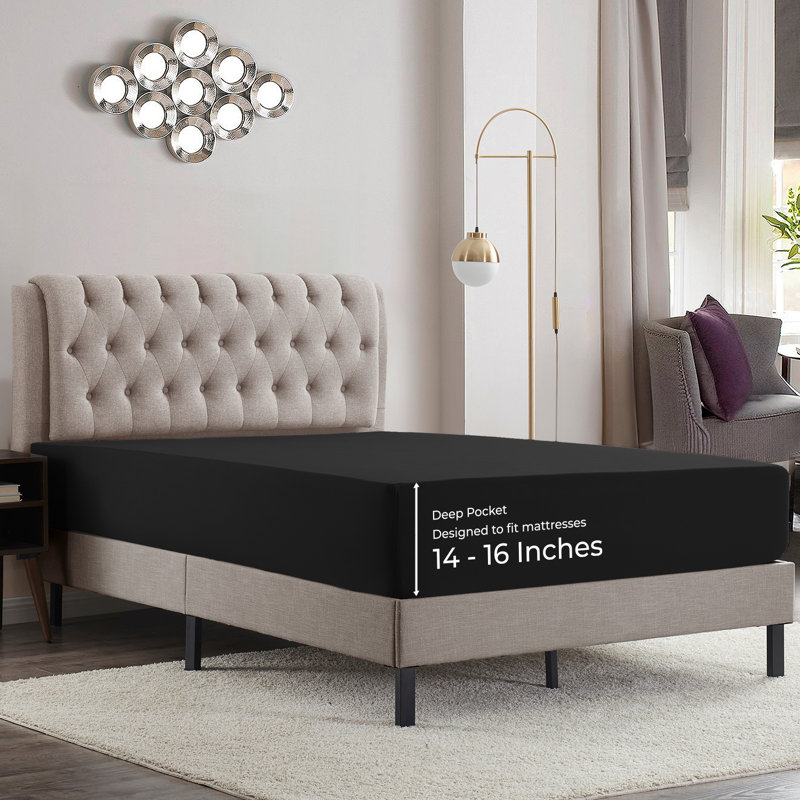 Luxury Double Brushed Microfiber Deep Pocket Fitted Sheet – 16” Mattress Fit, Wrinkle-Free, Fade Resistant & Breathable