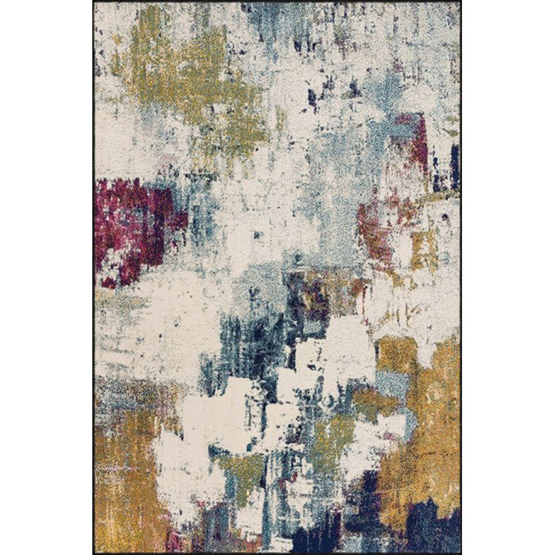 Tapis jaune lavable à motif pastel, Sous-tapis rectangulaire 4 pi 7 po x 6 pi 7 po inc