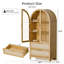 Armoire de rangement arquée moderne avec tiroirs en rotin et portes en verre, huche à 3 niveaux avec 2 grands tiroirs de rangement-40802745