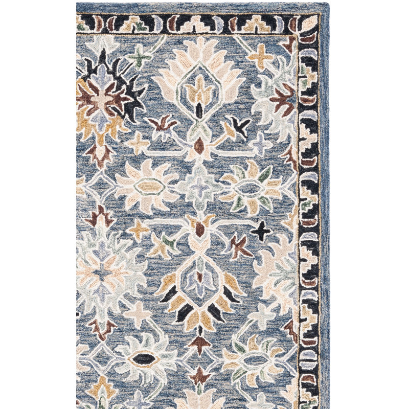 Oriental Hand Tufted Wool/Cotton Area Rug in White/Blue, Rectangle 8' x 10'