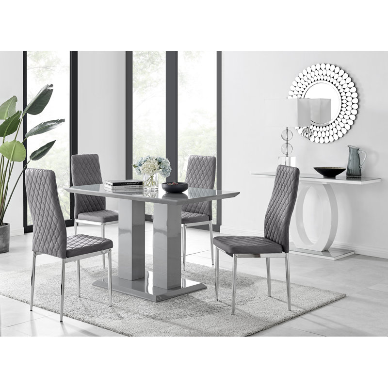 4 - Person Dining Set, Grey/Silver