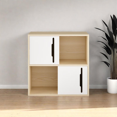 Modern Wooden Storage Cabinet with Sliding Doors and Shelves