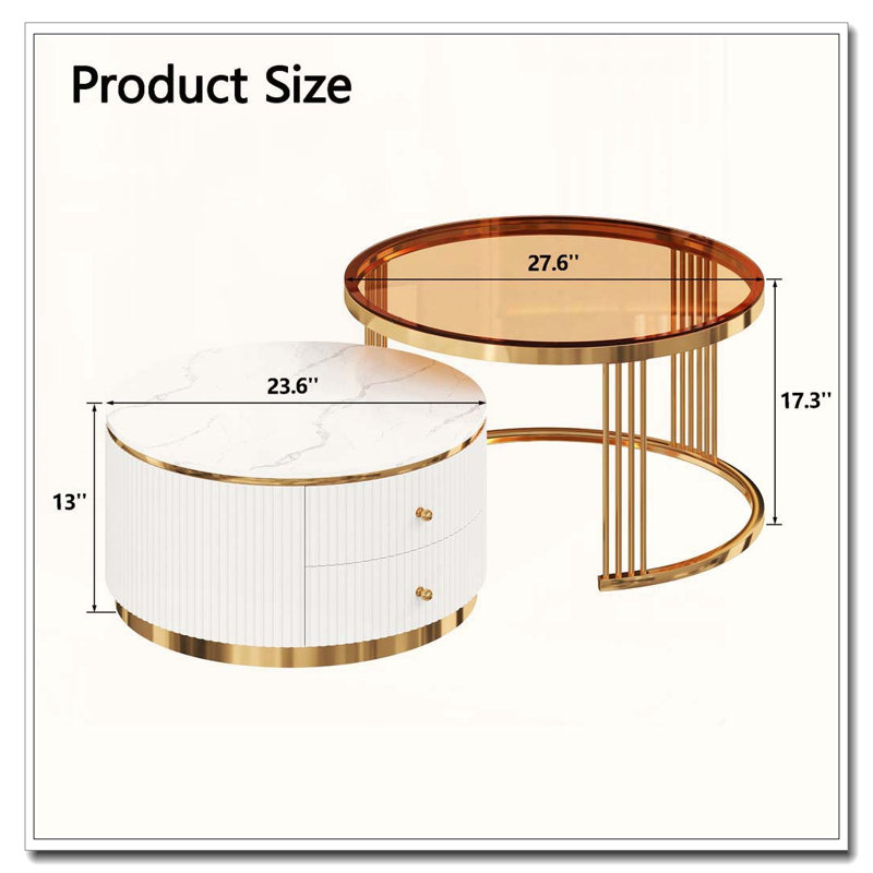 Table basse 2 pièces Modern Modern, Brun, blanc