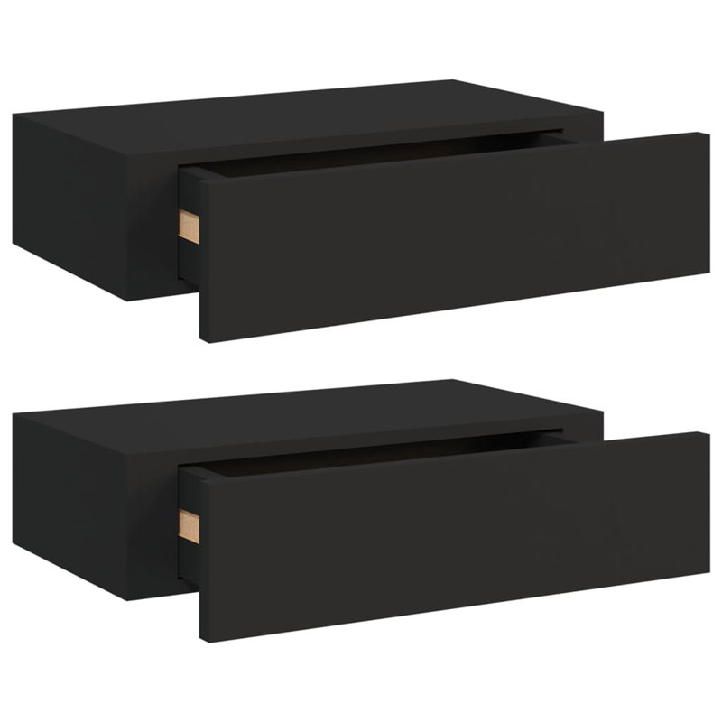 Ensemble de 2 tablettes de tiroir vidaXL, Noir, H 3,94 po x l 15,75 po x P 9,25 po